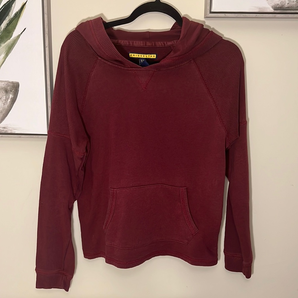 Maroon Hooded Sweatshirt with Cute Texturized Sleeves